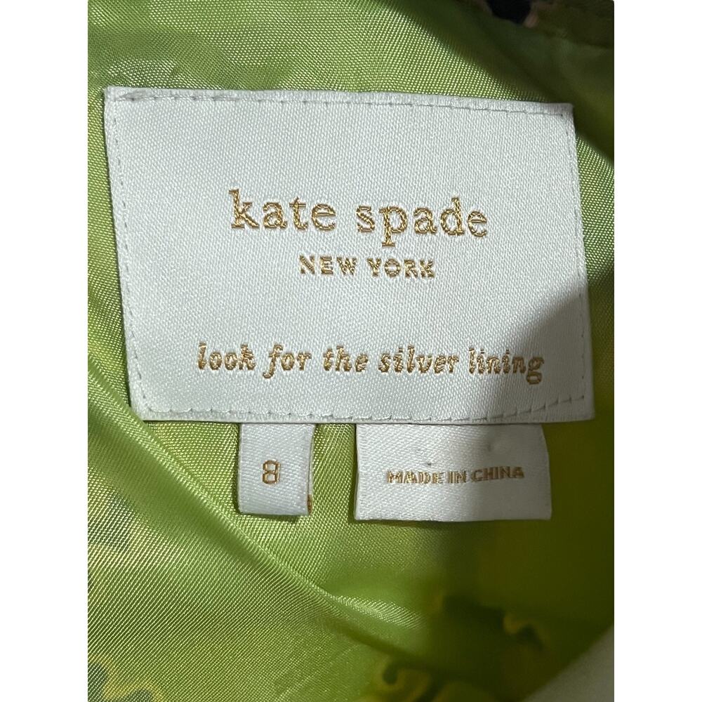 Kate Spade Green Silk Midi Lined Dress 8 Marie Sleeveless Tiles Damask Print - Picture 9 of 9